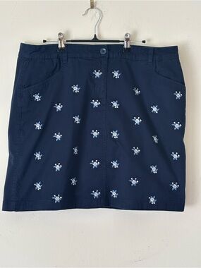 Karen Scott Navy Whimsy/ Cottagecore Mini Skort Light-Blue Floral Embroider 14